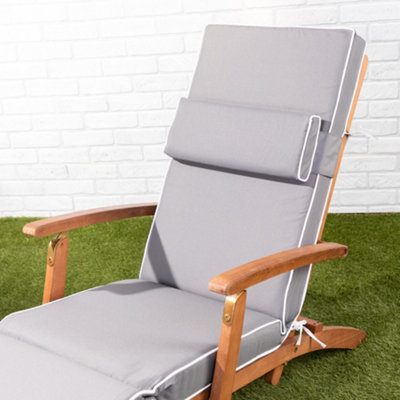 Alfresia Grey Steamer Deck Chair Garden Cushion with Luxury Thick
