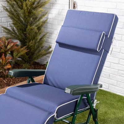 Alfresia Relaxer Garden Chair Green Frame with Luxury Navy Blue Cushion DIY at B Q