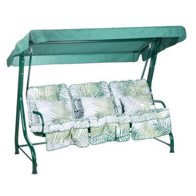 Alfresia Roma Swing Seat Green Frame Classic Bamboo Leaf Cushions DIY at B Q