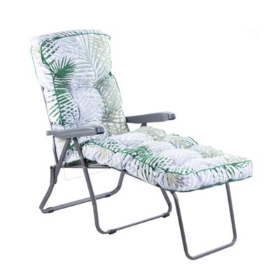 Alfresia Sun Lounger, Charcoal Frame with Bamboo Leaf Classic Cushion