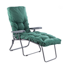 Alfresia Sun Lounger, Charcoal Frame with Green Classic Cushion