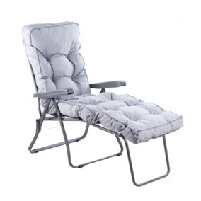 Alfresia Sun Lounger, Charcoal Frame with Grey Classic Cushion
