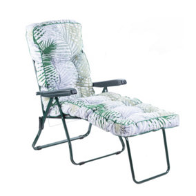Alfresia Sun Lounger, Green Frame with Bamboo Leaf Classic Cushion