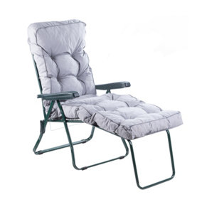 Alfresia Sun Lounger, Green Frame with Grey Classic Cushion