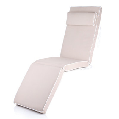 Alfresia Taupe Steamer Deck Chair Garden Cushion with Luxury Thick Foam Filling