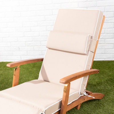 Alfresia Taupe Steamer Deck Chair Garden Cushion with Luxury Thick Foam Filling