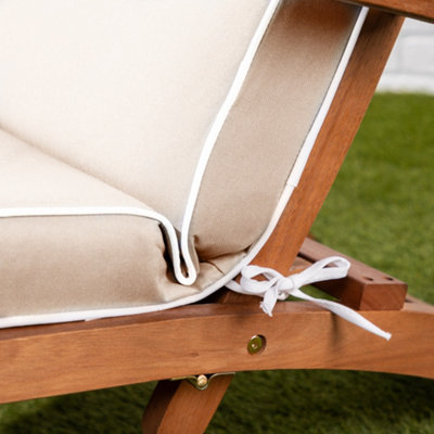 Alfresia Taupe Steamer Deck Chair Garden Cushion with Luxury Thick Foam Filling