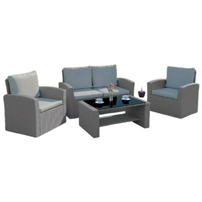 Algarve 4 Piece Rattan Garden Furniture Set (Light Grey On Light Grey)