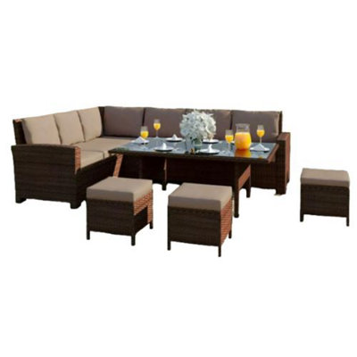 ALGARVE CORNER RATTAN GARDEN FURNITURE (Brown On Brown) DIY at B&Q
