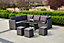 Algarve Outdoor Garden Furniture Set with Furniture Cover - 9 Seater Sofa & Table Set with Cushions -Grey