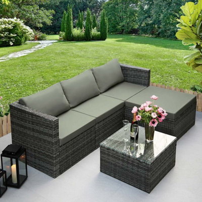 ALGARVE RATTAN PREMIUM OUTDOOR PATIO CORNER GARDEN FURNITURE SOFA