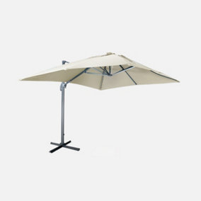 Alice's Garden Beige Luce premium quality 3 x 4 m cantilever solar LED parasol with integrated light