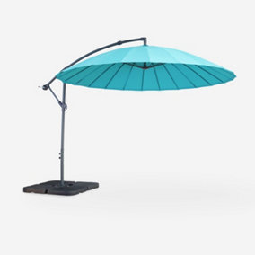 Alice's Garden Cantilever parasol Diam.3m - Shanghai - Turquoise fibreglass ribs anti-reverse crank