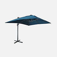 Alice's Garden Duck blue Luce premium quality 3 x 4 m cantilever solar LED parasol with integrated light