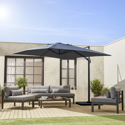 Alice's Garden Falgos Square cantilever parasol 3x3m grey DIY at B&Q