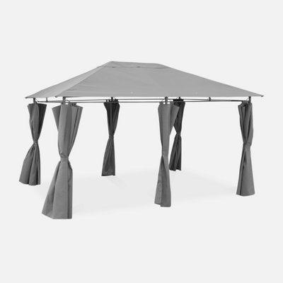 Alice's Garden Gazebo 3 x 4 m Divio Grey canopy Garden tent with