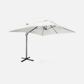 Alice's Garden Off-white/Cream premium quality 3 x 4 m cantilever solar LED parasol with integrated light