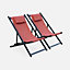 Alice's Garden Set of 2 sun loungers - adjustable deck chairs with headrest made from an anthracite aluminium frame and terracotta