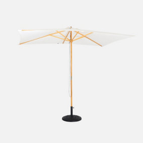 Alice's Garden Straight rectangular wooden parasol 2x3m - Cabourg Off-white - adjustable aluminium central mast in wood and crank