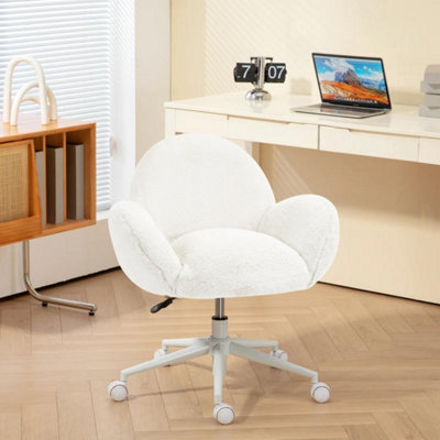Alice Vanity Chair Cute Fluffy Desk Chair with Rolling Wheels