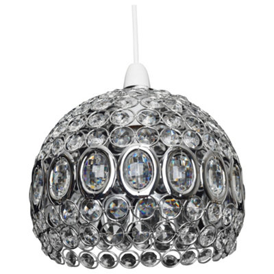 Alice Vintage Silver Metal and Clear Glass Ball Easy Fit Ceiling Pendant