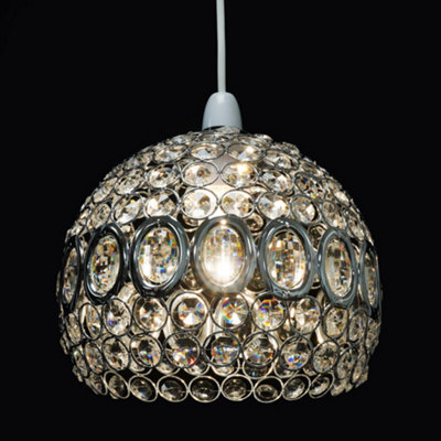 Alice Vintage Silver Metal and Clear Glass Ball Easy Fit Ceiling Pendant