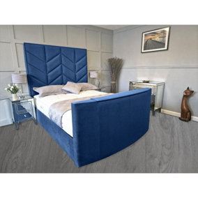 Alino Plush Velvet Blue TV Bed Frame