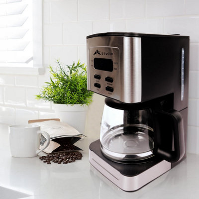 Alivio 1.3L Coffee Maker Filter Coffee Machine with Timer 12 Cup Programmable Drip Coffee Maker