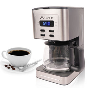 Alivio 13L Coffee Maker, Filter Coffee Machine with Timer, 12 Cup Programmable Drip Coffee Maker 900W (Black)