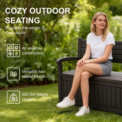 Alivio 265L Outdoor Storage Bench Box with Padlock Compatibility ...