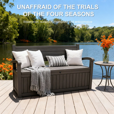 Alivio 265L Outdoor Storage Bench Box with Padlock Compatibility ...