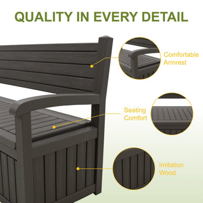 Alivio 265L Outdoor Storage Bench Box with Padlock Compatibility ...