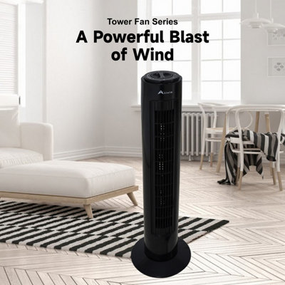 Alivio 29 Inch 3 Speed Oscillating Cooling Tower Fan (Black)