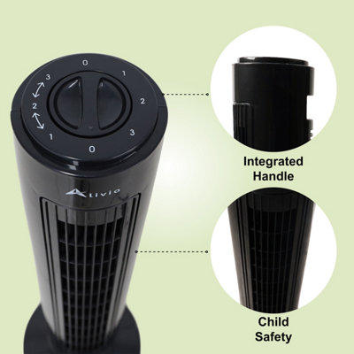 Alivio 29 Inch 3 Speed Oscillating Cooling Tower Fan (Black)