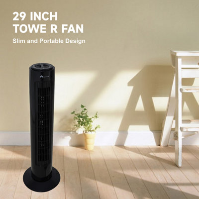 Alivio 29 Inch 3 Speed Oscillating Cooling Tower Fan (Black)