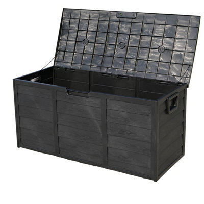 Alivio 320L Large Deck Box Outdoor Plastic Storage Box Garden Benches with Lid & Handle for Patio Furniture Cushions Toys