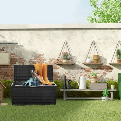 Alivio 320L Large Deck Box Outdoor Plastic Storage Box Garden Benches with Lid & Handle for Patio Furniture Cushions Toys - 6