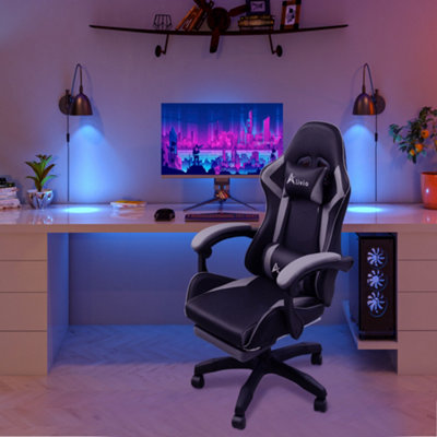 Gaming Chair With Lumbar Support - Ergonomic PU Leather Office Chair Height Adjustable