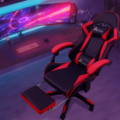 Alivio 360 Degree Swivel Gaming Chair with Footrest Lumbar Back Support ...
