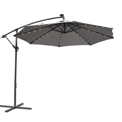 Alivio 3M Cantilever Parasol Umbrella with 32 LED Lights for Outdoor Garden Patio