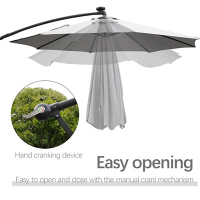 Alivio 3M Cantilever Parasol Umbrella with 32 LED Lights for Outdoor Garden Patio - 4