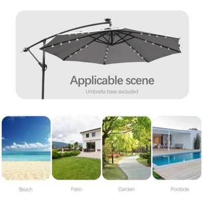 Alivio 3M Cantilever Parasol Umbrella with 32 LED Lights for Outdoor Garden Patio - 7