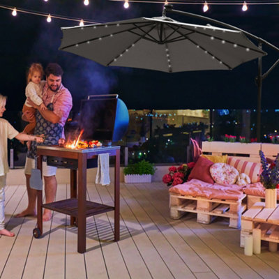 Alivio 3M Cantilever Parasol Umbrella with 32 LED Lights for Outdoor Garden Patio - 8