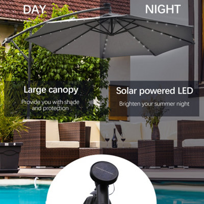 Alivio 3M Cantilever Parasol Umbrella with 32 LED Lights for Outdoor Garden Patio - 9