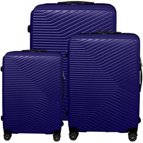 Alivio 3pc Travel Suitcase Set, ABS Hard Case Luggage, Anti-Scratch & TSA Lock Trolley 20", 24" & 28" (Navy Blue, Set of 3)