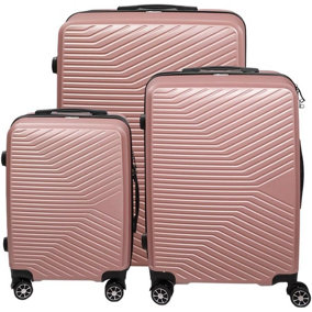 Alivio 3pc Travel Suitcase Set, ABS Hard Case Luggage, Anti-Scratch & TSA Lock Trolley 20", 24" & 28" (Rose Gold, Set of 3)