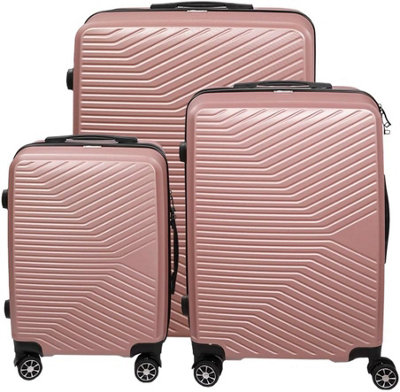 Alivio 3pc Travel Suitcase Set, ABS Hard Case Luggage, Anti-Scratch & TSA Lock Trolley 20", 24" & 28" - Rose Gold, Set of 3