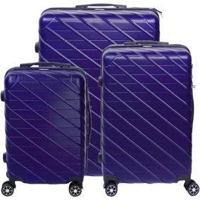 Alivio 3pc Travel Suitcase Set, ABS Hard Shell Luggage, Anti-Scratch & TSA Lock Trolley - Navy Blue (Pack of 3pc - 20", 24" & 28")