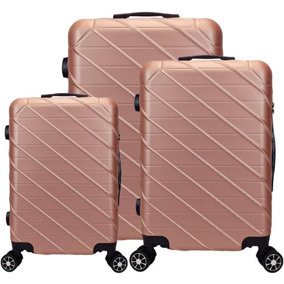 Alivio 3pc Travel Suitcase Set, ABS Hard Shell Luggage, Anti-Scratch & TSA Lock Trolley - Rose Gold, Pack of 3pc - 20", 24" & 28"