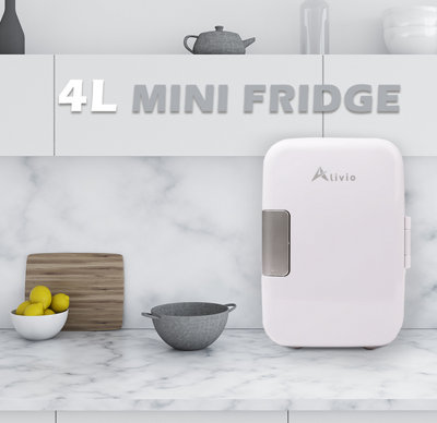 Alivio 4L Portable Mini Fridge for Bedroom Drinks Tabletop Worktop - White